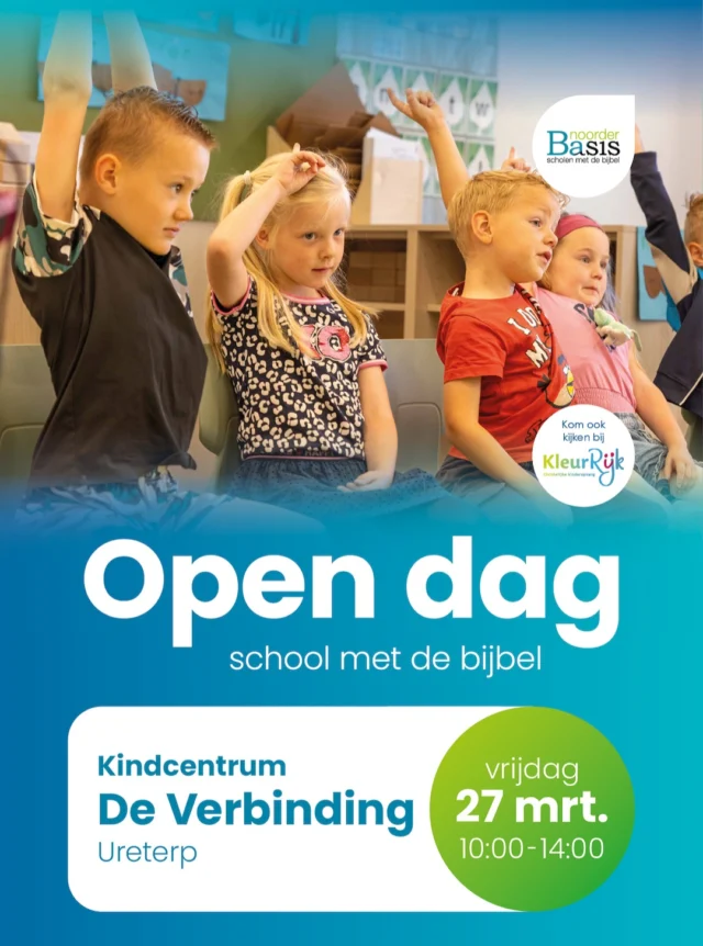 📆Zet 27 maart alvast in je agenda! Van 10.00 tot 14.00 uur ben je van harte welkom om sfeer te proeven op onze school.🍵Om 10.00 uur staat koffie, thee en limonade voor je klaar 👀Loop samen door de school en ontdek de groepen 💬Onze leerkrachten beantwoorden graag al je vragenWe kijken ernaar uit om je te ontmoeten!#deVerbindingUreterp #NoorderBasis #scholenmetdebijbel #opendag